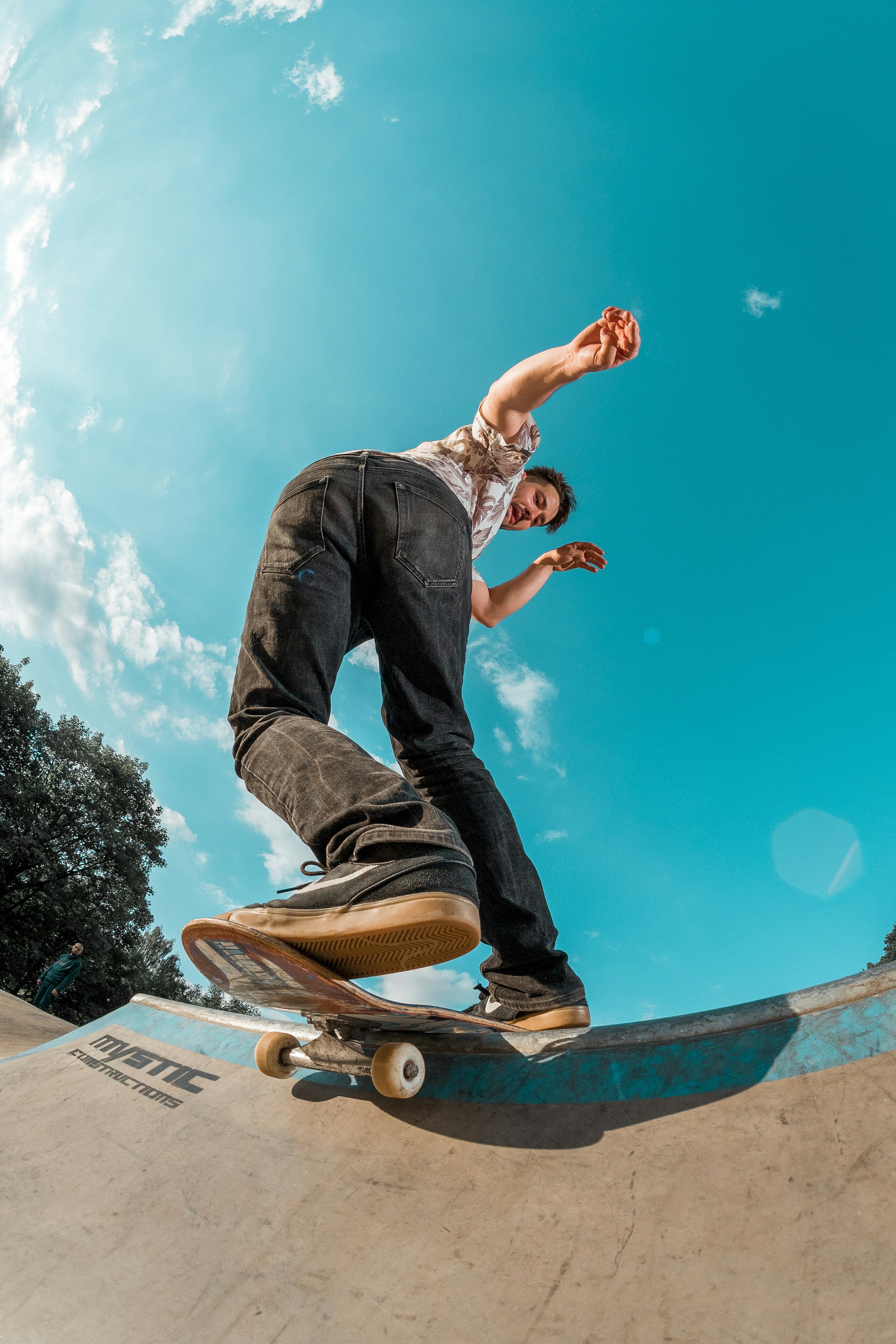 man skateboarding at park